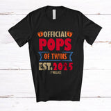 MacnyStore - Personalized Vintage Official Pops Of Twins 2025; Joyful Father's Day Pregnancy; Custom Name Family T-Shirt