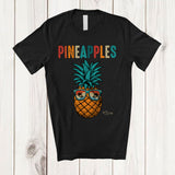 MacnyStore - Personalized Vintage Pineapples; Lovely Summer Vacation Pineapples Custom Name Fruits Vegan T-Shirt