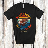 MacnyStore - Personalized Vintage Retro Beaver Squad 2025 Swim Season; Lovely Custom Name Swimming T-Shirt