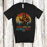 MacnyStore - Personalized Vintage Retro Bigfoot Stole My Baseball Ball; Joyful Sasquatch Custom Name Player T-Shirt