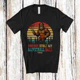 MacnyStore - Personalized Vintage Retro Bigfoot Stole My Basketball Ball; Joyful Sasquatch Custom Name Player T-Shirt