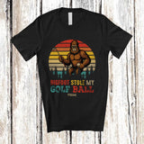 MacnyStore - Personalized Vintage Retro Bigfoot Stole My Golf Ball; Joyful Sasquatch Custom Name Player T-Shirt