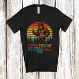 MacnyStore - Personalized Vintage Retro Bigfoot Stole My Volleyball Ball; Joyful Sasquatch Custom Name Player T-Shirt