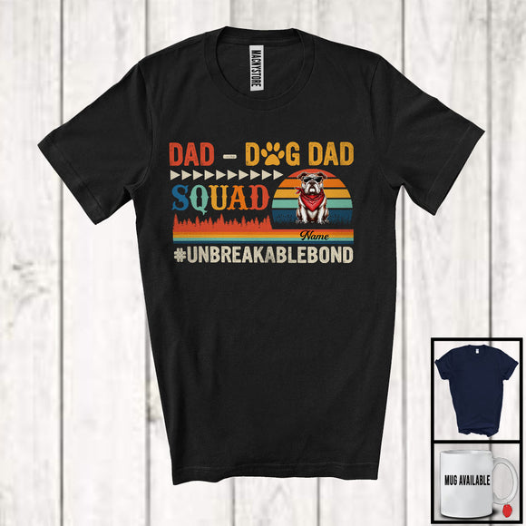 MacnyStore - Personalized Vintage Retro Dad-Dog Dad Squad, Proud Father's Day Custom Name Bulldog T-Shirt