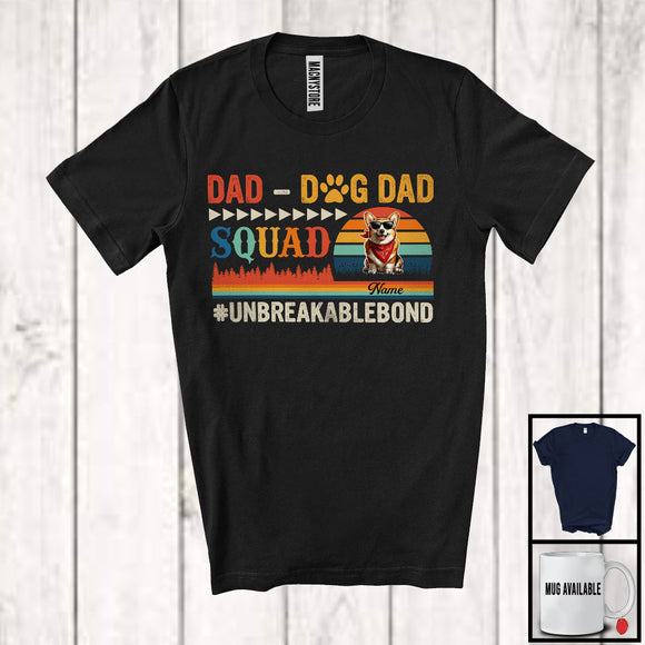 MacnyStore - Personalized Vintage Retro Dad-Dog Dad Squad, Proud Father's Day Custom Name Corgi T-Shirt