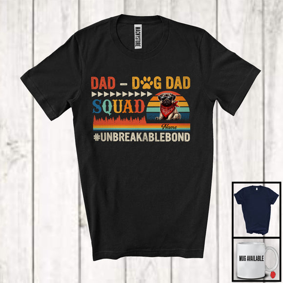MacnyStore - Personalized Vintage Retro Dad-Dog Dad Squad, Proud Father's Day Custom Name Pug T-Shirt