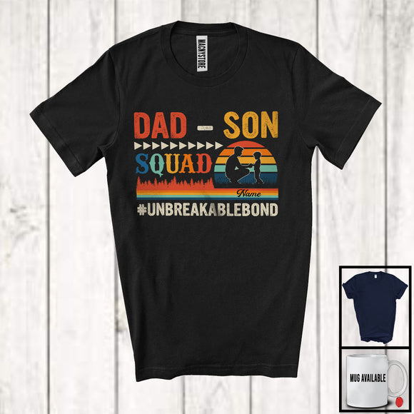 MacnyStore - Personalized Vintage Retro Dad-Son Squad, Proud Father's Day Custom Name, Family Group T-Shirt