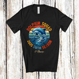 MacnyStore - Personalized Vintage Retro Dolphin Squad 2025 Swim Season; Lovely Custom Name Swimming T-Shirt