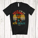 MacnyStore - Personalized Vintage Retro I'm In 6th Grade; Joyful Back To School Custom Name Dabbing Boy Student T-Shirt
