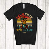 MacnyStore - Personalized Vintage Retro I'm In 7th Grade; Joyful Back To School Custom Name Dabbing Boy Student T-Shirt