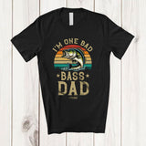 MacnyStore - Personalized Vintage Retro I'm One Bad Bass Dad; Joyful Father's Day Custom Name Fishing T-Shirt