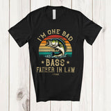 MacnyStore - Personalized Vintage Retro I'm One Bad Bass Father In Law; Joyful Father's Day Custom Name Fishing T-Shirt