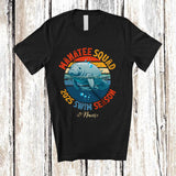MacnyStore - Personalized Vintage Retro Manatee Squad 2025 Swim Season; Lovely Custom Name Swimming T-Shirt