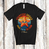 MacnyStore - Personalized Vintage Retro Starfish Squad 2025 Swim Season; Lovely Custom Name Swimming T-Shirt