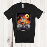 MacnyStore - Personalized Vintage Skeleton Riding Bicycle; Awesome Halloween Custom Name Riding Family T-Shirt