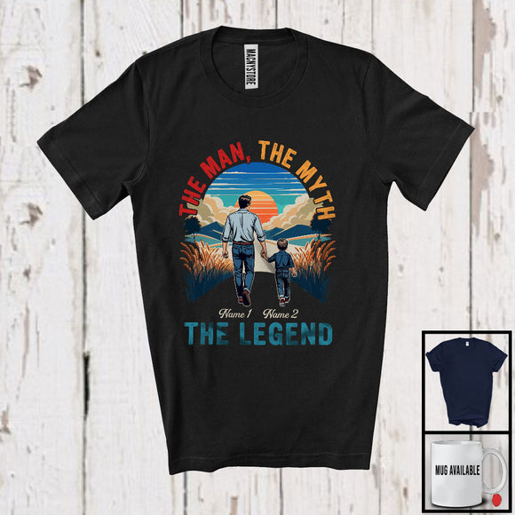 MacnyStore - Personalized Vintage The Man Myth Legend, Proud Father's Day Custom Name Dad Son, Family T-Shirt
