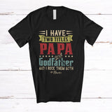 MacnyStore - Personalized Vintage Two Titles Papa And Godfather; Proud Father's Day Custom Name Papa Family T-Shirt