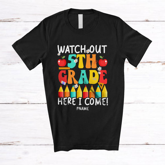 MacnyStore - Personalized Watch Out 5th Grade Here I Come; Amazing Back To School Custom Name Teacher T-Shirt