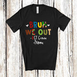 MacnyStore - Personalized We Out 1st Grade; Lovely Last Day Of School Plaid Custom Name Students Teacher T-Shirt