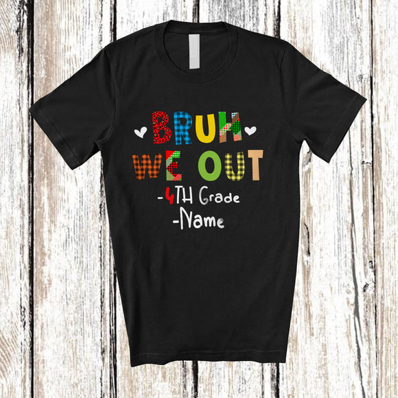 MacnyStore - Personalized We Out 4th Grade; Lovely Last Day Of School Plaid Custom Name Students Teacher T-Shirt