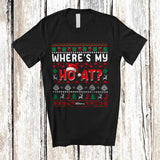 MacnyStore - Personalized Where's My Ho At; Amusing Christmas Sweater Custom Name Santa; Adult Couple T-Shirt