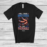 MacnyStore - Personalized Will Trade Brother For Sausages; Joyful 4th of July Custom Name Family Food; Patriotic T-Shirt