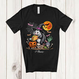 MacnyStore - Personalized Witch Opossum Holding Taco; Humorous Halloween Custom Name Lunch Lady Chef T-Shirt