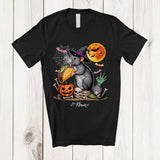 MacnyStore - Personalized Witch Rat Holding Taco; Humorous Halloween Custom Name Lunch Lady Chef T-Shirt