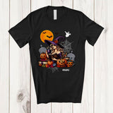 MacnyStore - Personalized Witch Reading Book Drinking Coffee; Horror Halloween Custom Name Teacher Librarian T-Shirt