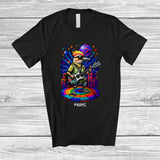 MacnyStore - Personalized Woodpecker Sunglasses Disco Playing Rock Guitar; Amusing Custom Name Guitarist Music T-Shirt