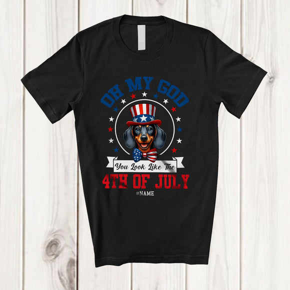 MacnyStore - Personalized You Look Like the 4th of July; Lovely Custom Name Dachshund Owner; Patriotic T-Shirt