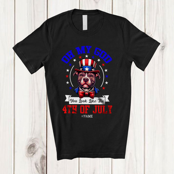 MacnyStore - Personalized You Look Like the 4th of July; Lovely Custom Name Pit Bull Owner; Patriotic T-Shirt