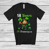 MacnyStore - Personalized Your Custom 18 Years of Shenanigans; Joyful St. Patrick's Day 18th Birthday Family T-Shirt