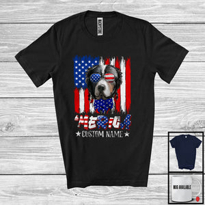 MacnyStore - Personalized 'Merica, Proud 4th Of July Custom Name Landseer Owner, USA Flag Patriotic T-Shirt