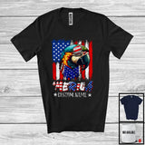 MacnyStore - Personalized 'Merica, Proud 4th Of July Custom Name Macaw Owner, USA Flag Patriotic T-Shirt