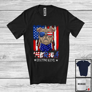 MacnyStore - Personalized 'Merica, Proud 4th Of July Custom Name Pit Bull Owner, USA Flag Patriotic T-Shirt