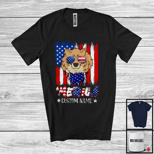 MacnyStore - Personalized 'Merica, Proud 4th Of July Custom Name Pomeranian Owner, USA Flag Patriotic T-Shirt
