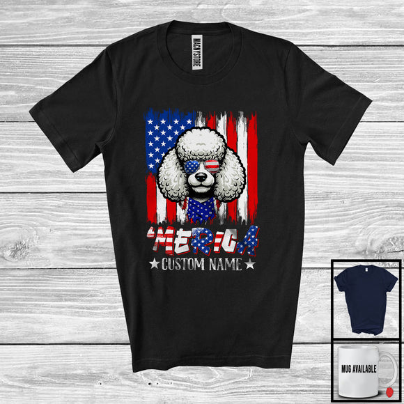 MacnyStore - Personalized 'Merica, Proud 4th Of July Custom Name Poodle Owner, USA Flag Patriotic T-Shirt
