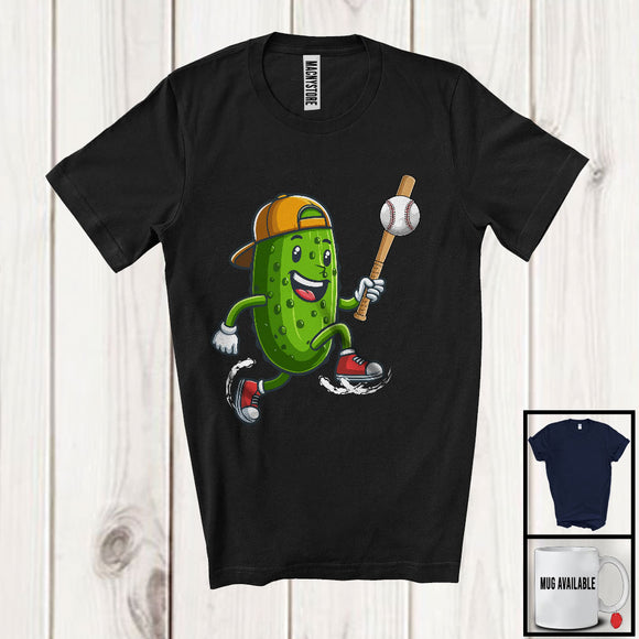 MacnyStore - Pickle Playing Baseball, Adorable Pickle Baseball Player Team, Matching Sport Lover T-Shirt