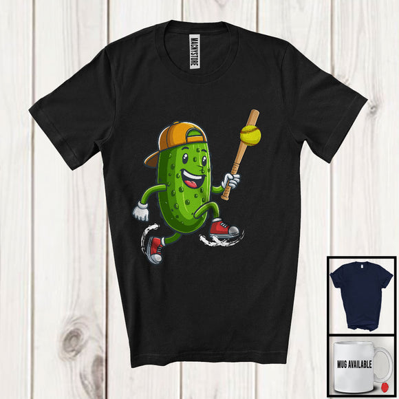 MacnyStore - Pickle Playing Softball, Adorable Pickle Softball Player Team, Matching Sport Lover T-Shirt