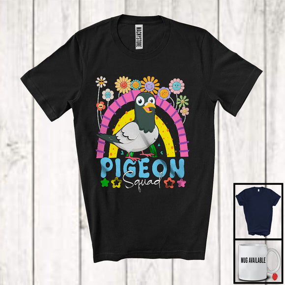 MacnyStore - Pigeon Squad, Adorable Flowers Rainbow Animal Lover, Floral Matching Women Girls Group T-Shirt
