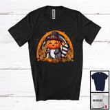 MacnyStore - Pilgrim Raccoon Pumpkin Face; Adorable Thanksgiving Fall Flowers Rainbow; Animal Lover T-Shirt
