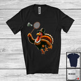 MacnyStore - Pilgrim Turkey Playing Badminton, Humorous Thanksgiving Turkey Lover, Sport Player Playing Team T-Shirt