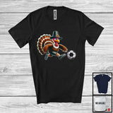 MacnyStore - Pilgrim Turkey Playing Soccer, Humorous Thanksgiving Turkey Lover, Sport Player Playing Team T-Shirt