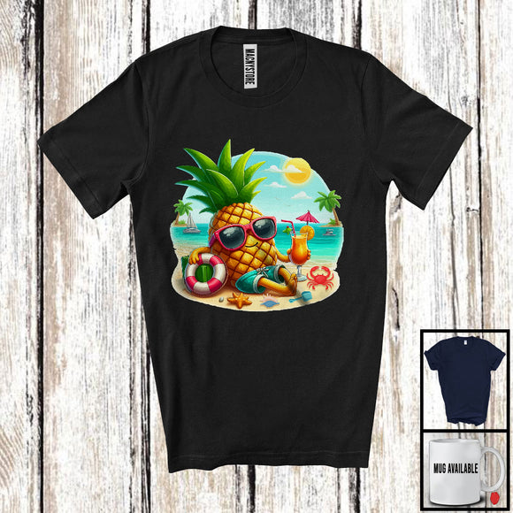 MacnyStore - Pineapple Sunglasses, Lovely Christmas In July Summer Vacation Fruits Sea Bathing, Travel Trip T-Shirt