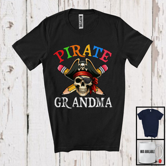 MacnyStore - Pirate Grandma, Humorous Mother's Day Pirate Skull Lover, Matching Grandma Family Group T-Shirt