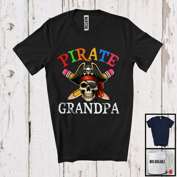 MacnyStore - Pirate Grandpa, Humorous Father's Day Pirate Skull Lover, Matching Grandpa Family Group T-Shirt