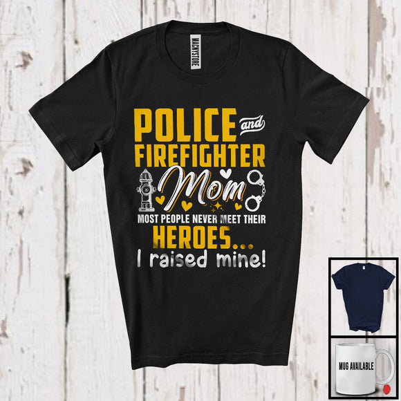 MacnyStore - Police And Firefighter Mom, Awesome Mother's Day Heroes, Mommy Matching Family Group T-Shirt