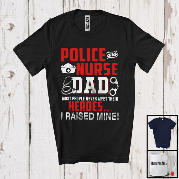 MacnyStore - Police And Nurse Dad, Awesome Father's Day Heroes, Daddy Matching Family Group T-Shirt