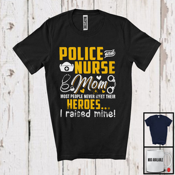 MacnyStore - Police And Nurse Mom, Awesome Mother's Day Heroes, Mommy Matching Family Group T-Shirt